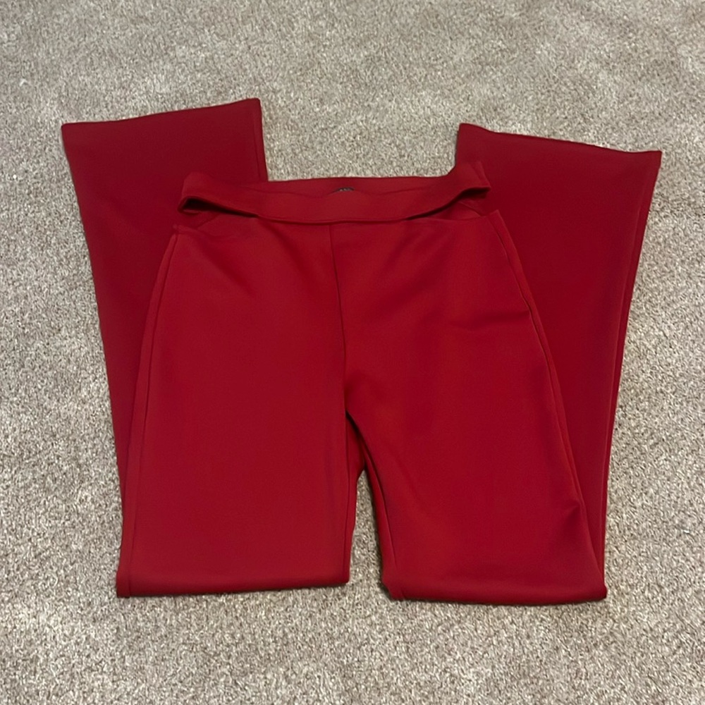 red flare pants